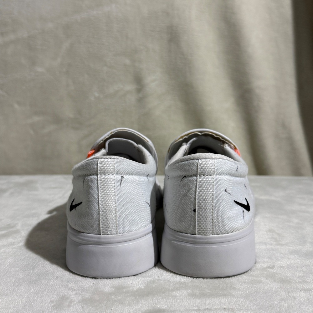Nike Slip On Shoes White Canvas Sneakers Back to School Tenniscore Size 7.5 - Picture 2 of 10